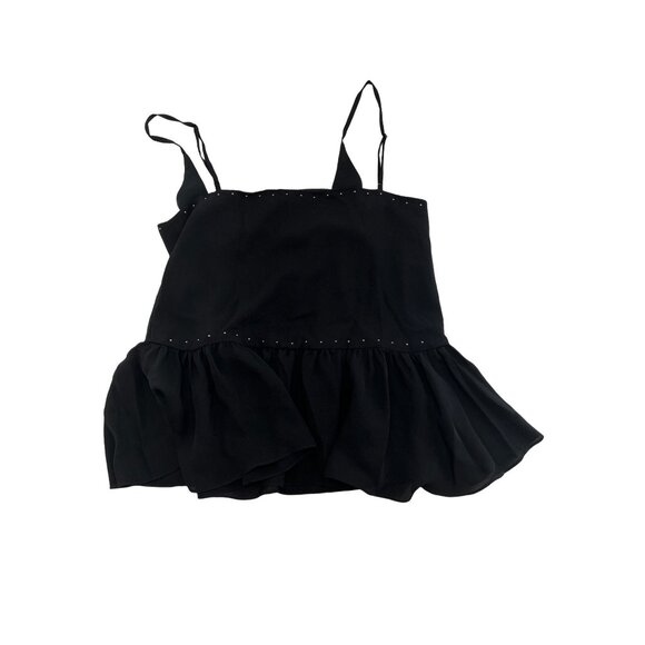 Rebecca Minkoff Peplum Tank Top W/ Studded Details & Adjustable Spaghetti Straps - Picture 3 of 8